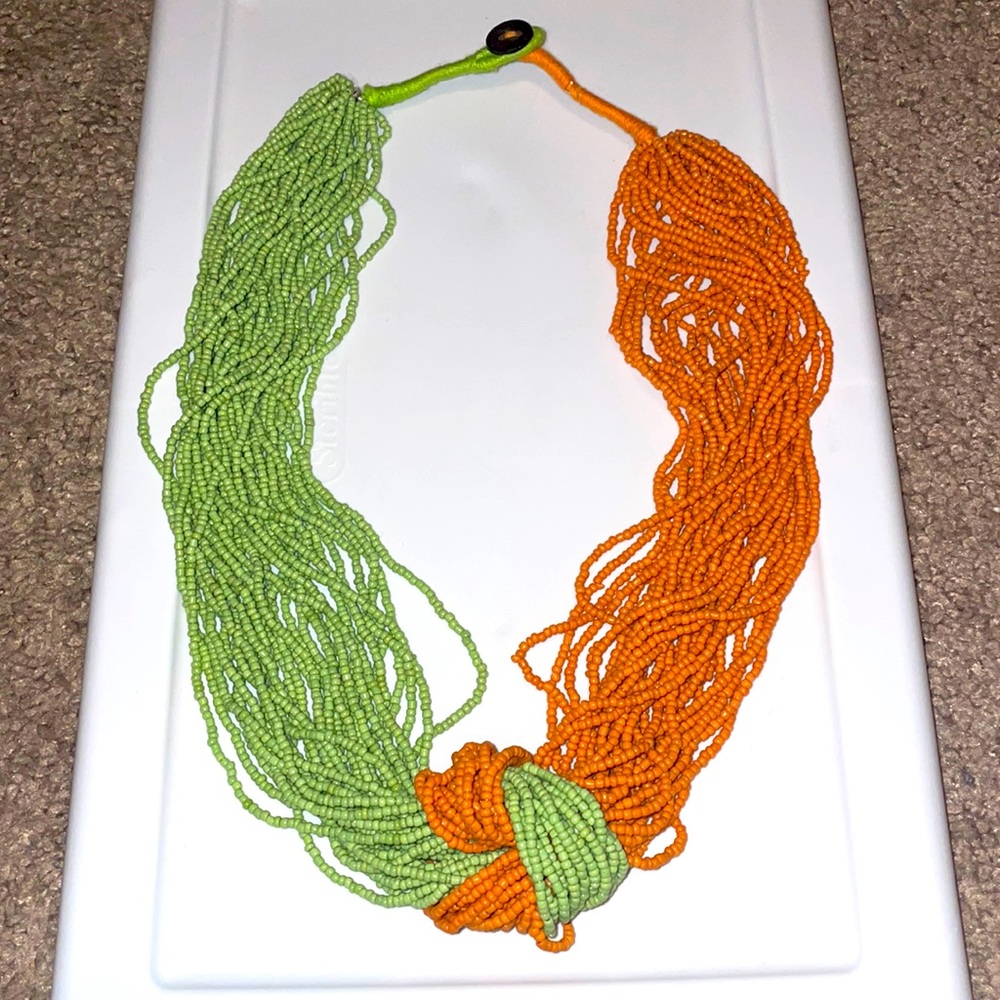 Green Orange beaded necklace